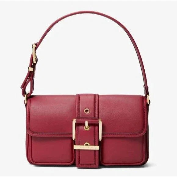 Michael Kors Colby Shoulder Bag Handbag Red Gold Hardware 100% Leather NWT - Picture 1 of 8